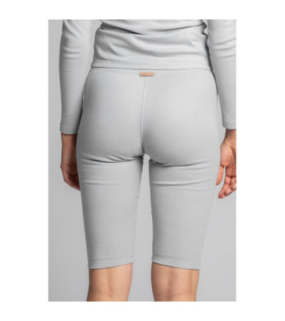 LA036 Bawełniane szorty-kolarki z dzianiny prążkowanej - popielate