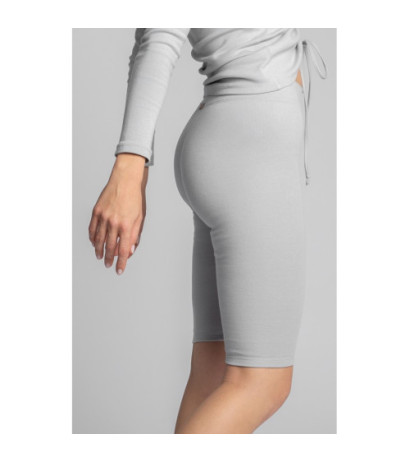 LA036 Bawełniane szorty-kolarki z dzianiny prążkowanej - popielate