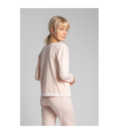 LA040 Bluzka od piżamy z koronkowym brzegiem - brzoskwiniowa