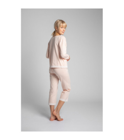 LA040 Bluzka od piżamy z koronkowym brzegiem - brzoskwiniowa