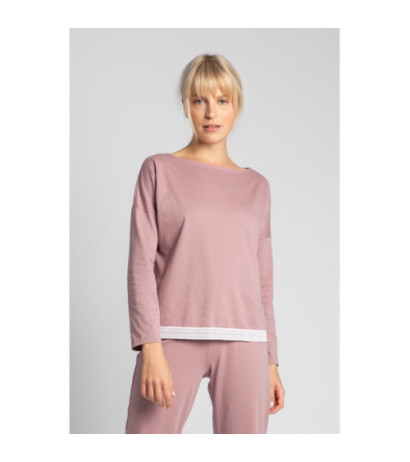 LA040 Bluzka od piżamy z koronkowym brzegiem - wrzosowa