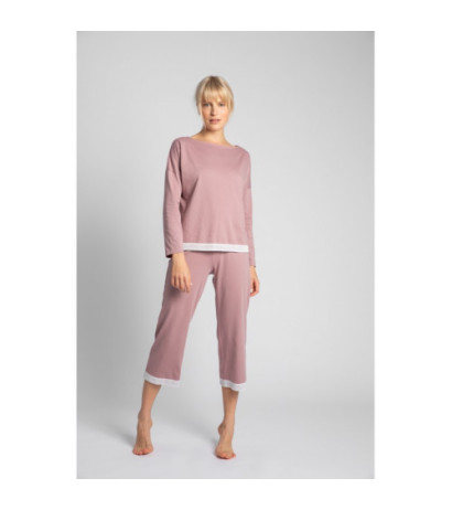 LA040 Bluzka od piżamy z koronkowym brzegiem - wrzosowa