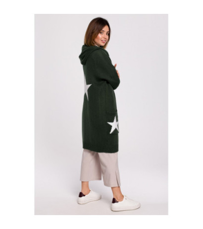 BK063 Kardigan z motywem gwiazdy - khaki