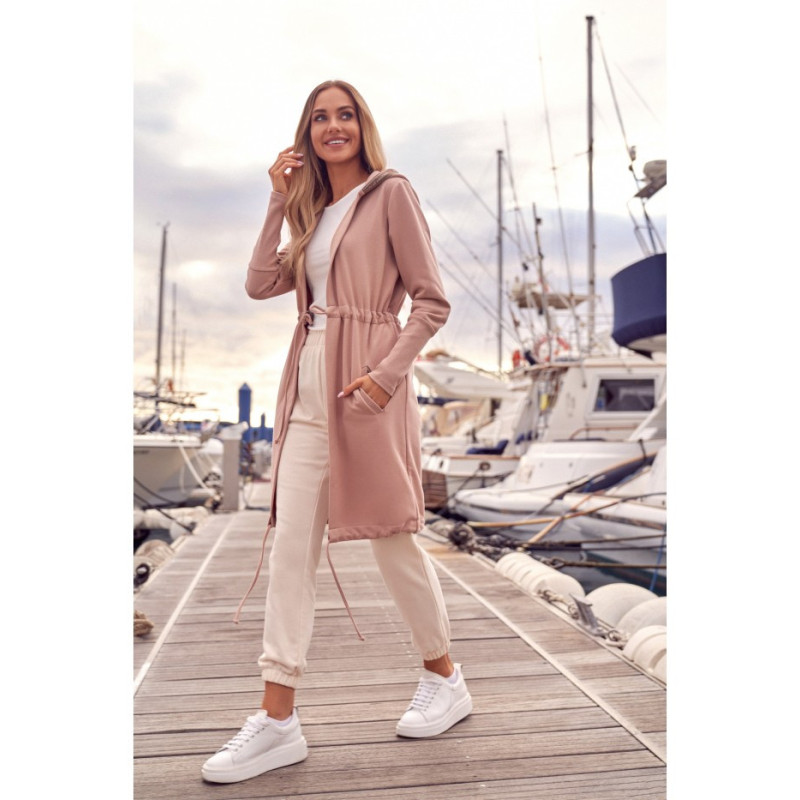 M582 Długa Bluza Z Kapturem - mokka