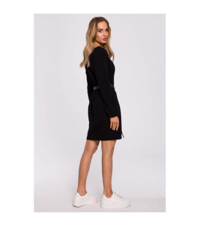 M590 Sukienka Z Regulowanym Paskiem - czarna