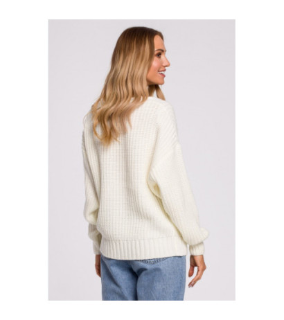 M594 Kardigan Z Ażurowym Wzorem - ecru