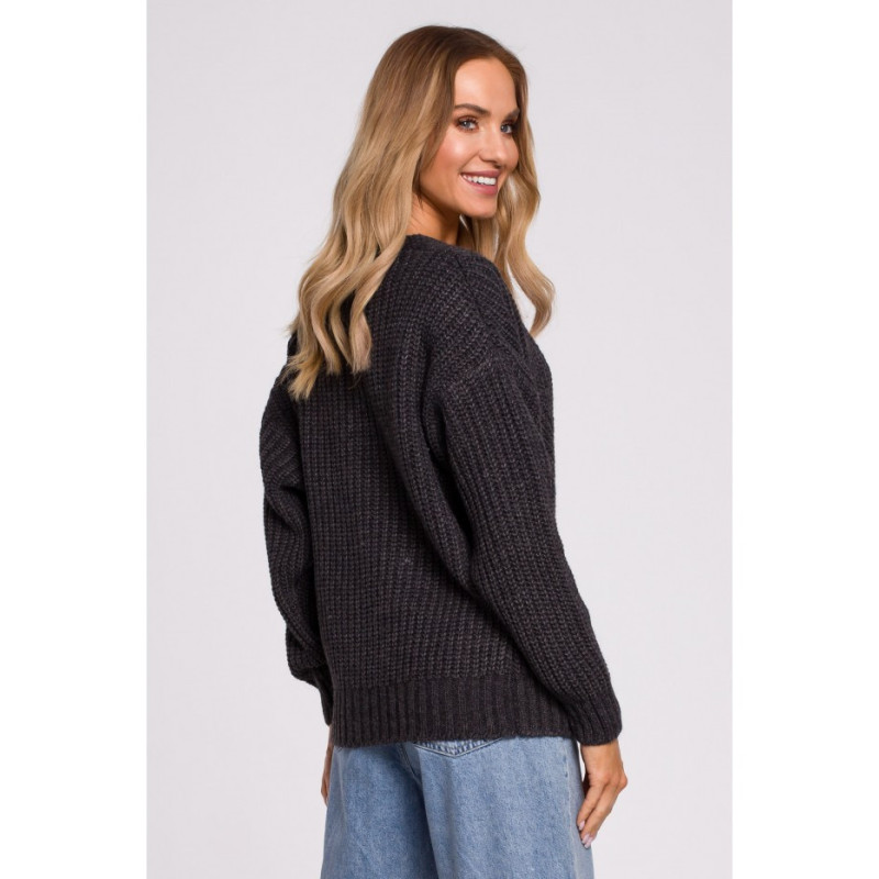 M594 Kardigan Z Ażurowym Wzorem - grafitowy