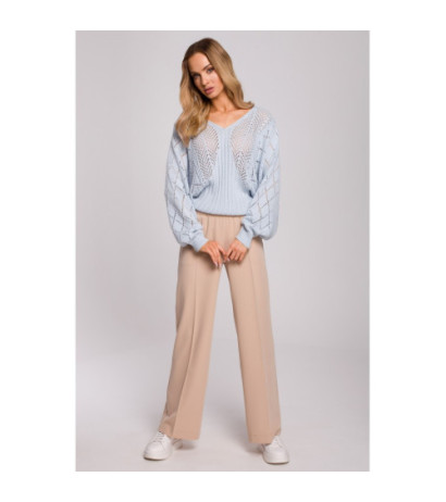 M595 Sweter Z Rękawami Nietoperzowymi - błękitny