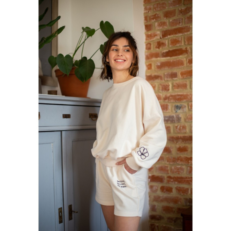 B185 Bluza Z Dekoltem Na Plecach - waniliowa