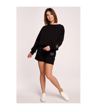 B186 Szorty dresowe z haftem - czarne