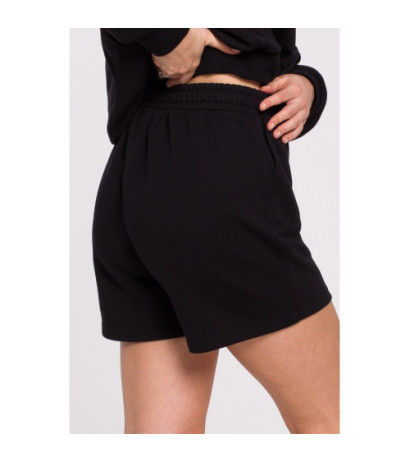 B186 Szorty dresowe z haftem - czarne