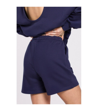 B186 Szorty dresowe z haftem - niebieskie