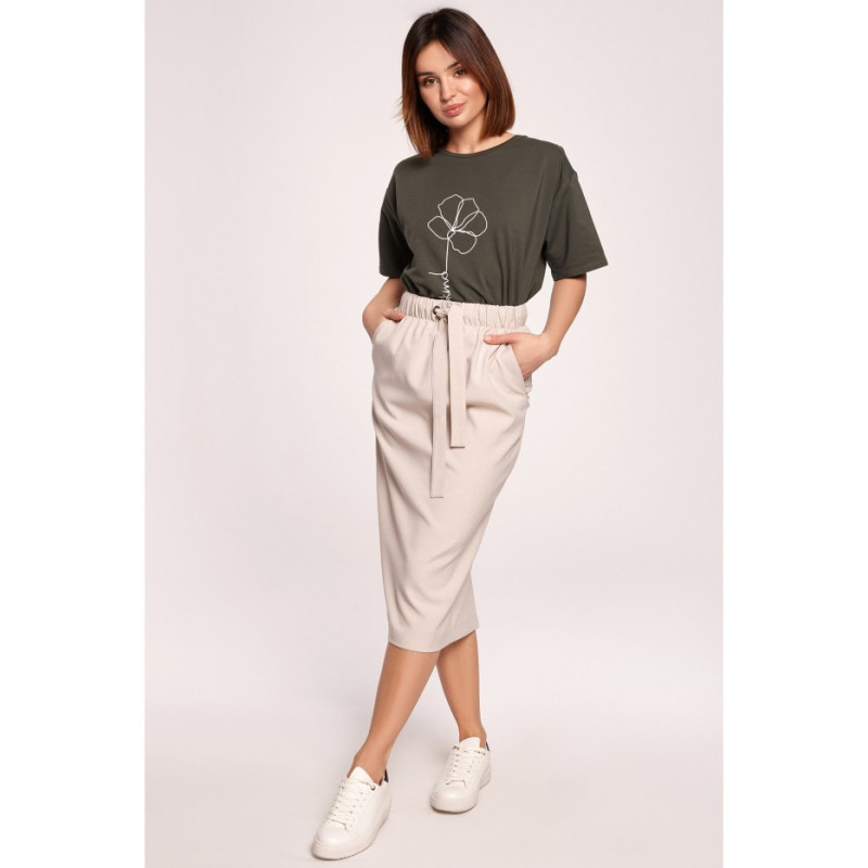 B187 T-shirt z nadrukiem - militarna zieleń