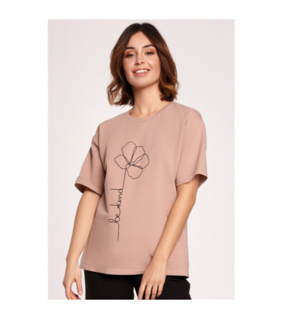 B187 T-shirt z nadrukiem - mokka