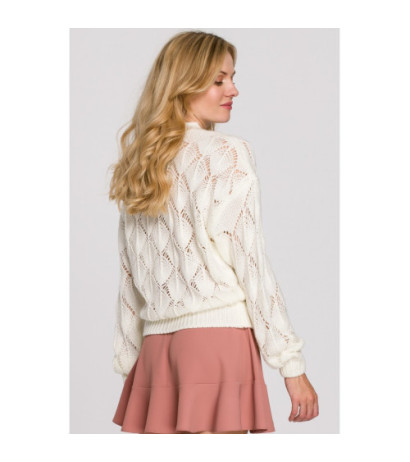 K104 Kardigan krótki na guziki - ecru