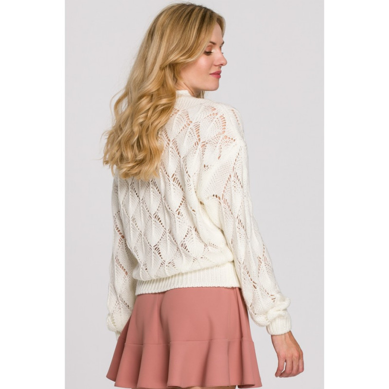 K104 Kardigan krótki na guziki - ecru
