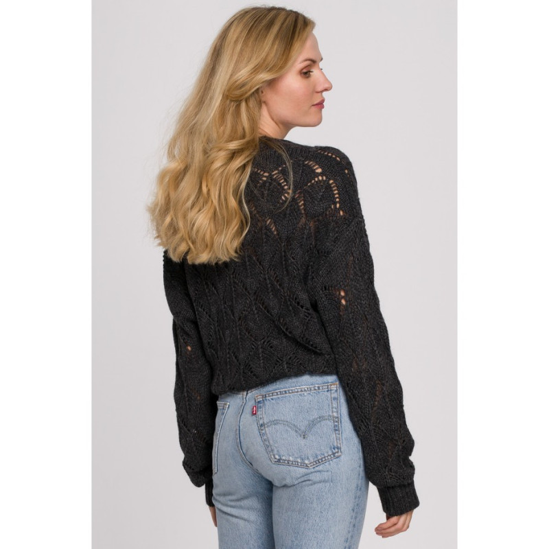 K104 Kardigan krótki na guziki - grafitowy