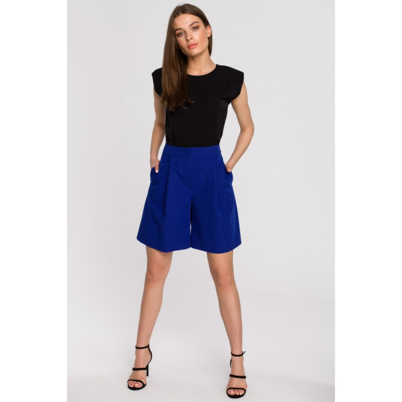 S260 Bluzka bez rękawów z poduszkami na ramionach - czarna