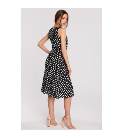 S264 Sukienka bez rękawów z paskiem - czarna