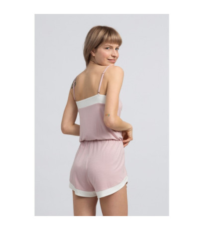 LA046 Wiskozowy kombinezon romper - różowy