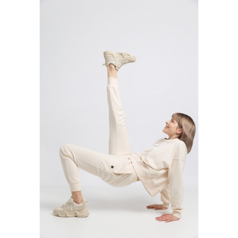LA055 Spodnie typu Joggers ze ściągaczem - waniliowe