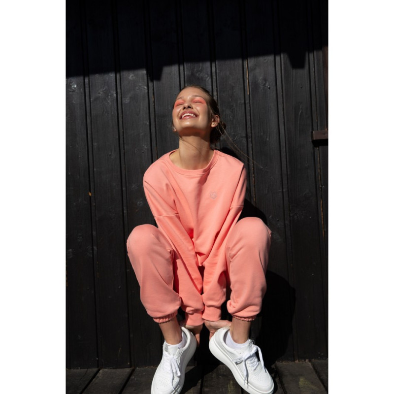 LA057 Bluza z wilkiem - koralowa