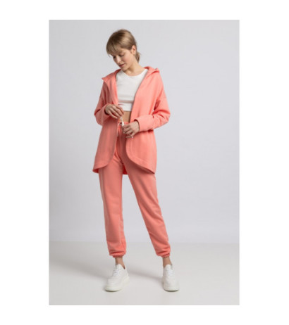 LA058 Bluza bez zapięcia z kapturem - koralowa