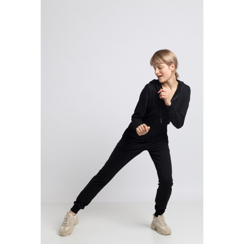 LA059 Kombinezon z kapturem i zamkiem - czarny