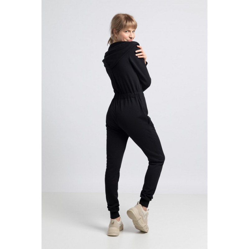 LA059 Kombinezon z kapturem i zamkiem - czarny