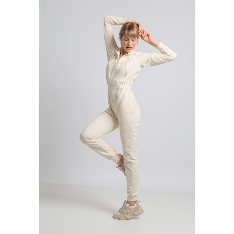 LA059 Kombinezon z kapturem i zamkiem - waniliowy