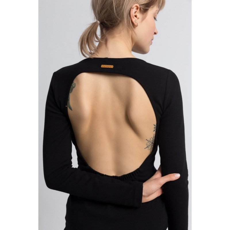 LA060 Sukienka z wycięciem na plecach - czarna