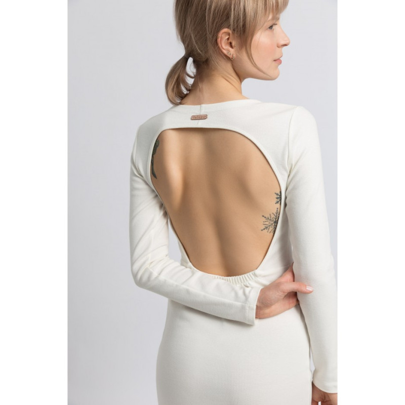 LA060 Sukienka z wycięciem na plecach - ecru