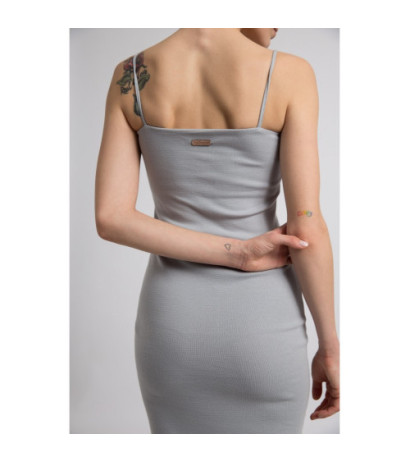 LA062 Sukienka na cienkich ramiączkach - popielata