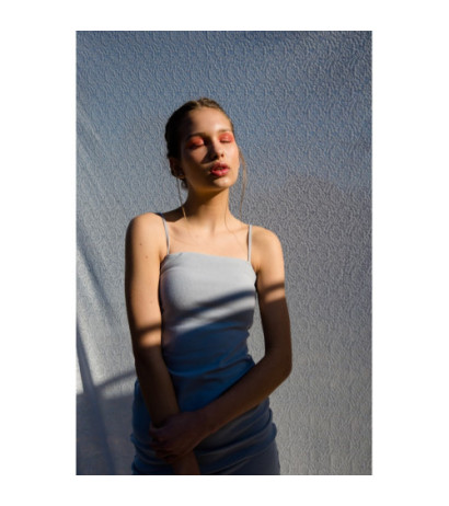 LA062 Sukienka na cienkich ramiączkach - popielata