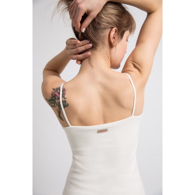 LA062 Sukienka na cienkich ramiączkach - ecru