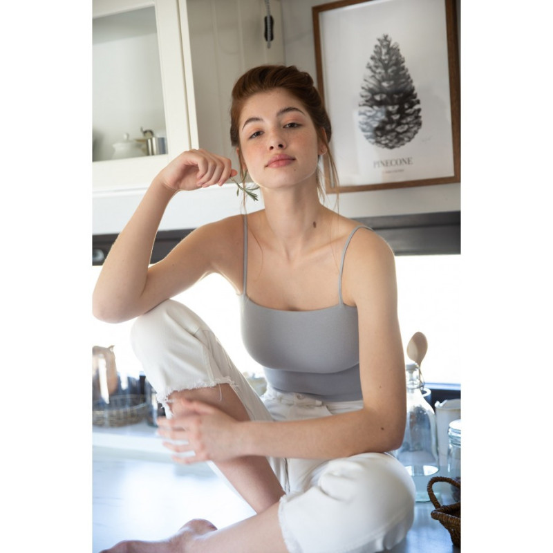 LA063 Body na cienkich ramiączkach - popielate