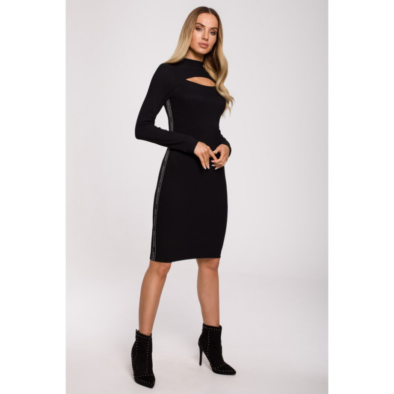 M606 Sukienka midi z łezką - czarna