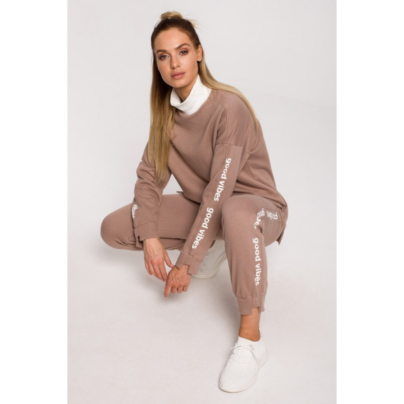 M620 Bluza z logo GOOD VIBES - cappuccino