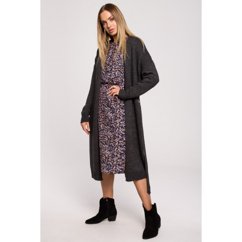 M633 Kardigan z paskiem - grafitowy