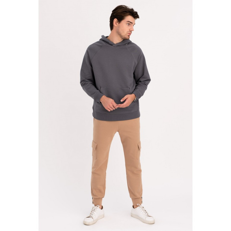 B198 Bluza z kapturem kangurek UNISEX - antracytowa