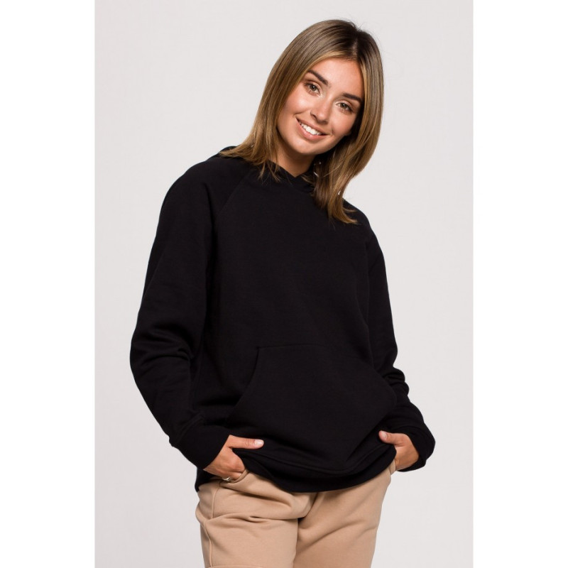 B198 Bluza z kapturem kangurek UNISEX - czarna