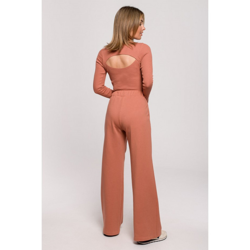 B200 Spodnie dresowe z szerokimi nogawkami - ceglaste