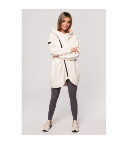B203 Bluza tunika z kołnierzem i kapturem - waniliowa