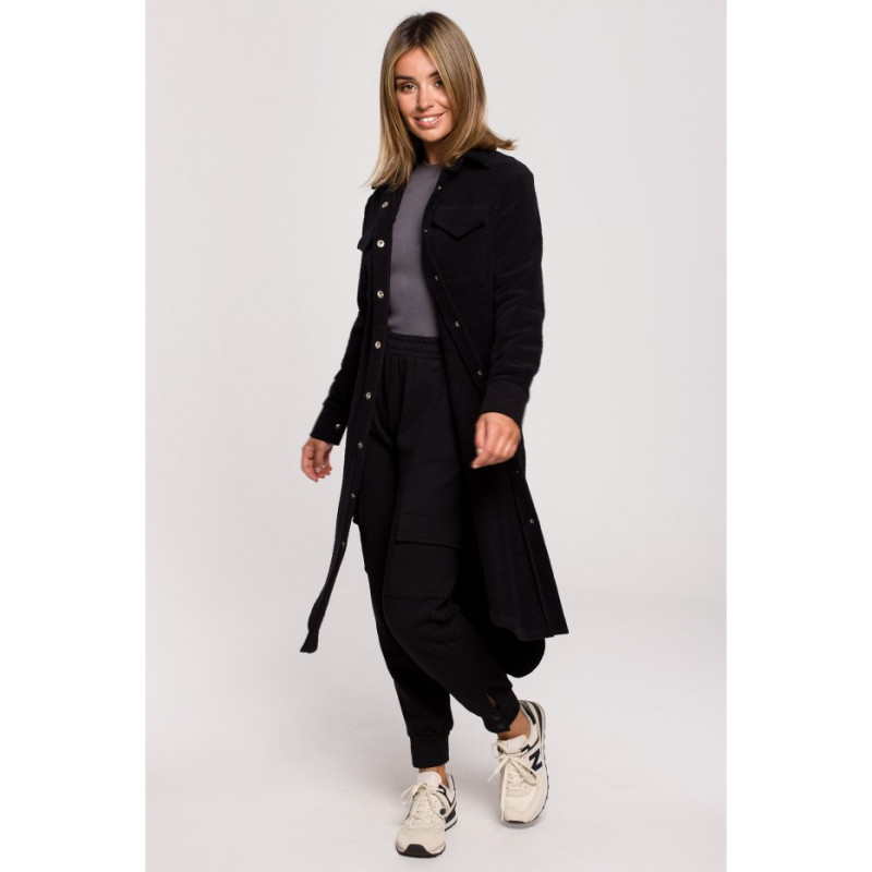 B204 Kurtka koszulowa z kieszeniami - czarna