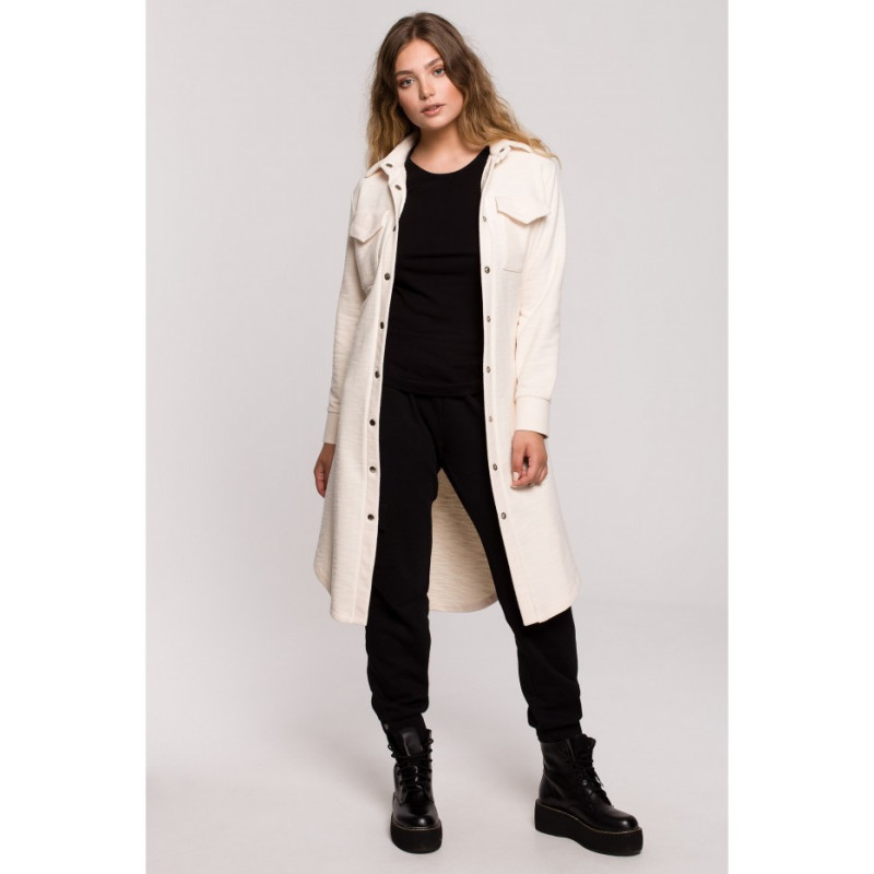 B204 Kurtka koszulowa z kieszeniami - waniliowa