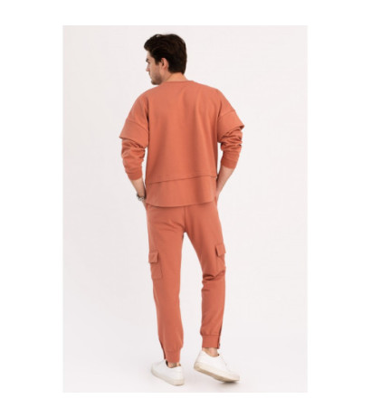 B205 Bluza z warstwowymi rękawami UNISEX - ceglasta