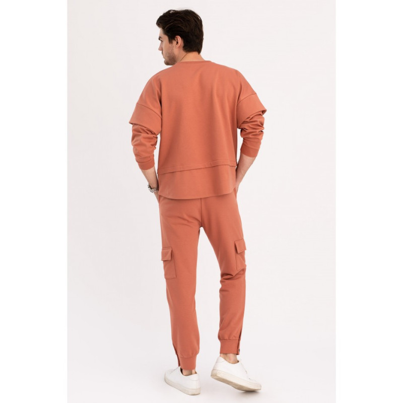 B205 Bluza z warstwowymi rękawami UNISEX - ceglasta