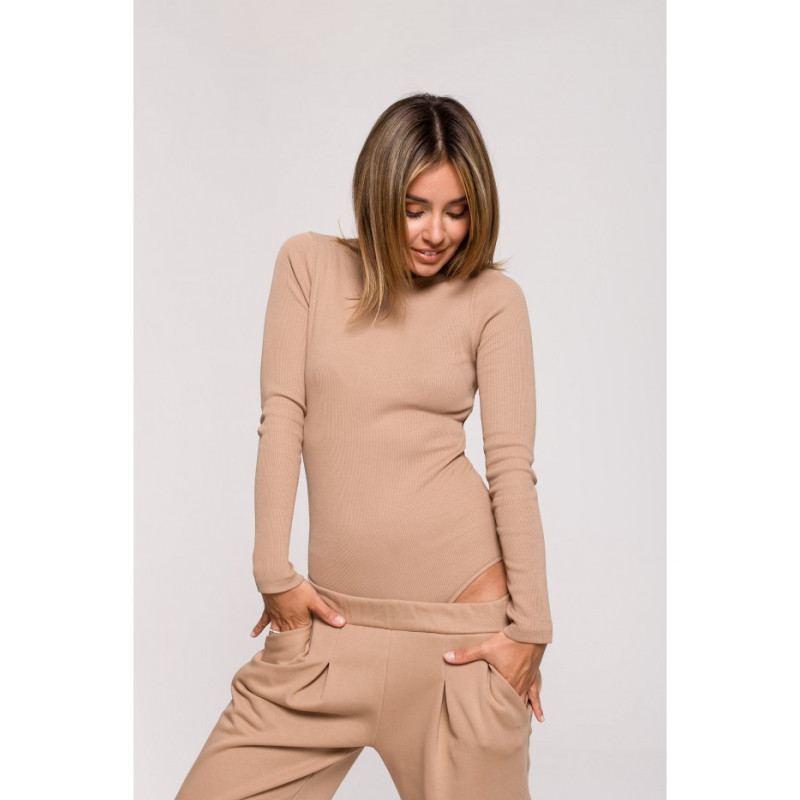 B209 Body z rozcięciem na plecach - orzechowe