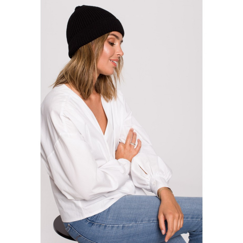 BK079 Czapka splot łańcuszek - czarna