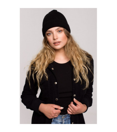 BK079 Czapka splot łańcuszek - czarna